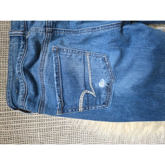 American Eagle AE Stretch Ripped Mom Jeans Hi Rise 4 Distressed Straight Leg - Picture 10 of 11